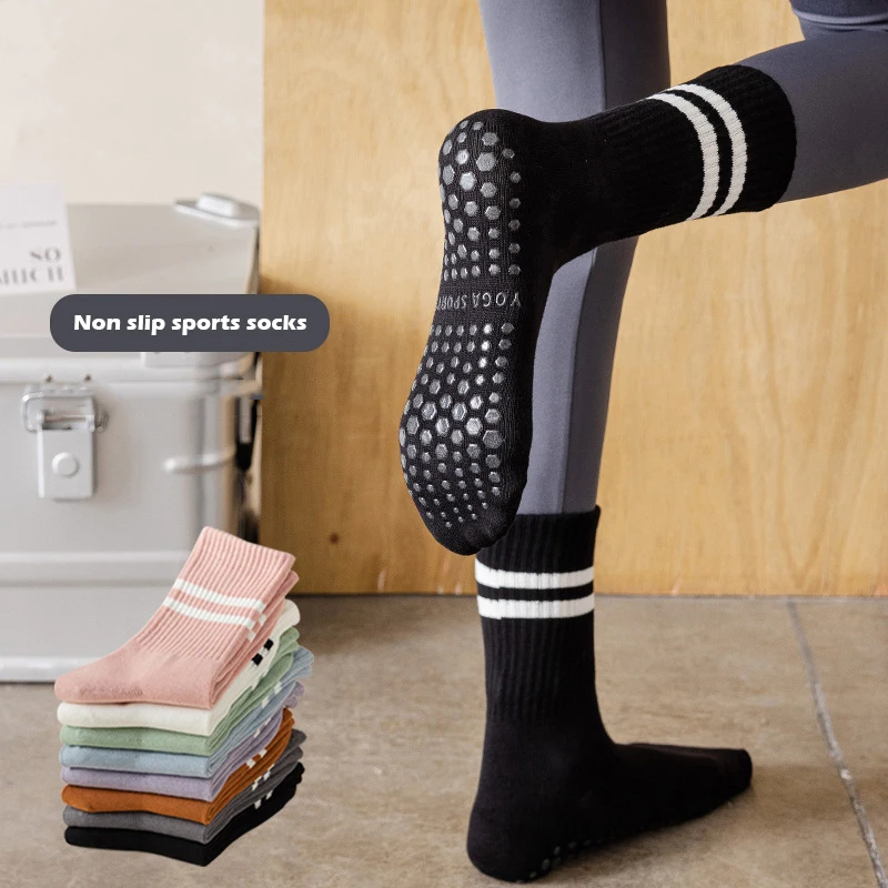 Chaussettes de sport en coton pour femme, en silicone non ald, pour le yoga, le pilates, l'astronomie professionnelle, le fitness d'intérieur, la gymnastique et la danse sur le sol