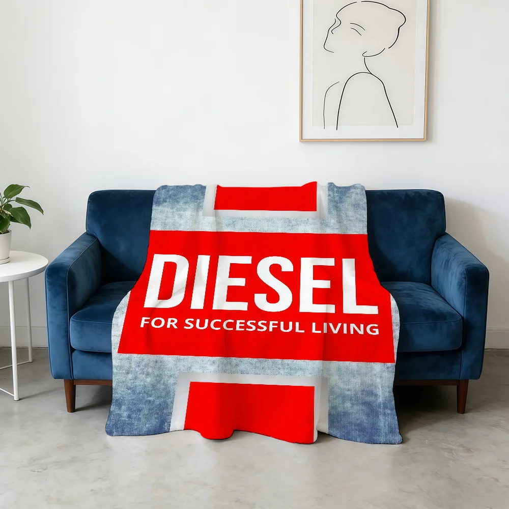 Fashion D-Diesel-ES Logo Blanket Flannel Warm Soft Throw Blanket For Room Sofa Childish Birthday Gifts