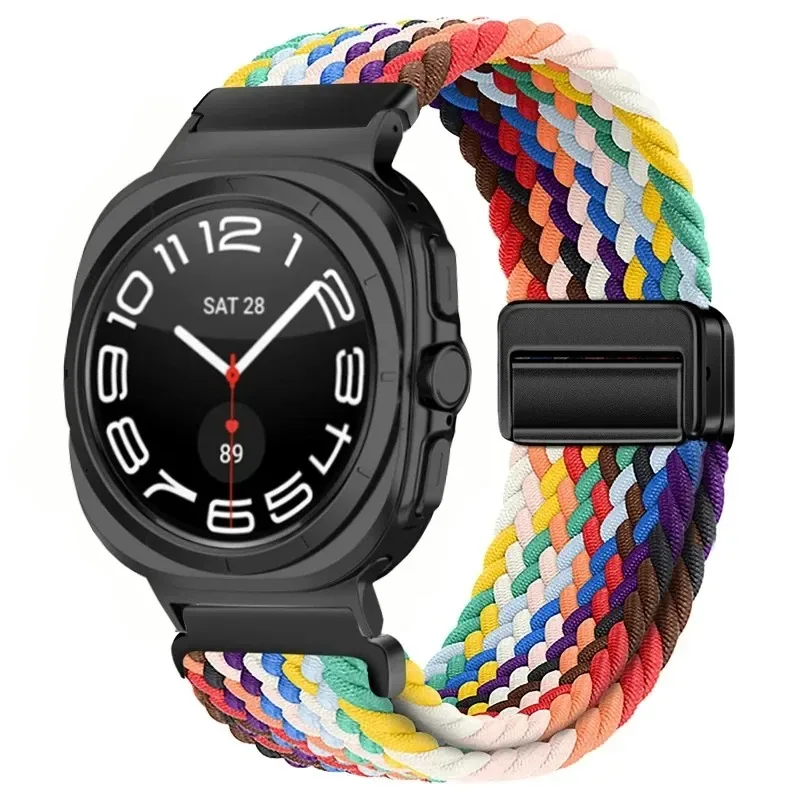 Magnetic Nylon Band for Samsung Galaxy Watch 7 Ultra 47mm Wristband Braided Solo Loop Strap for Galaxy Watch Ultra 47mm Bracelet