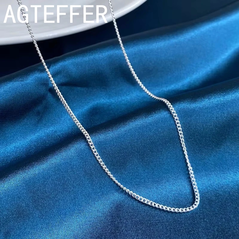 

925 Sterling Silver 2MM 40-75cm Side Chain Necklace Men Women Charm Wedding Party Gift Jewelry Christmas Accessories