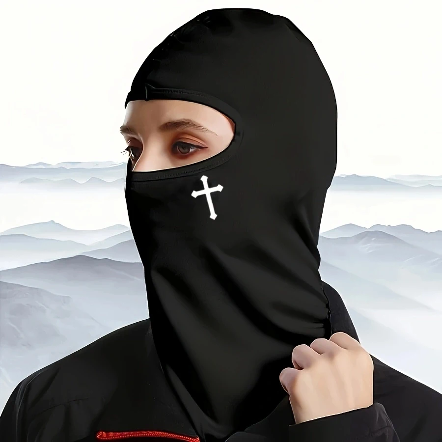 2pcs Breathable Black Balaclava Face Mask - Moisture-Wicking Polyester, Perfect for Cycling,, Hiking, Outdoor Headger