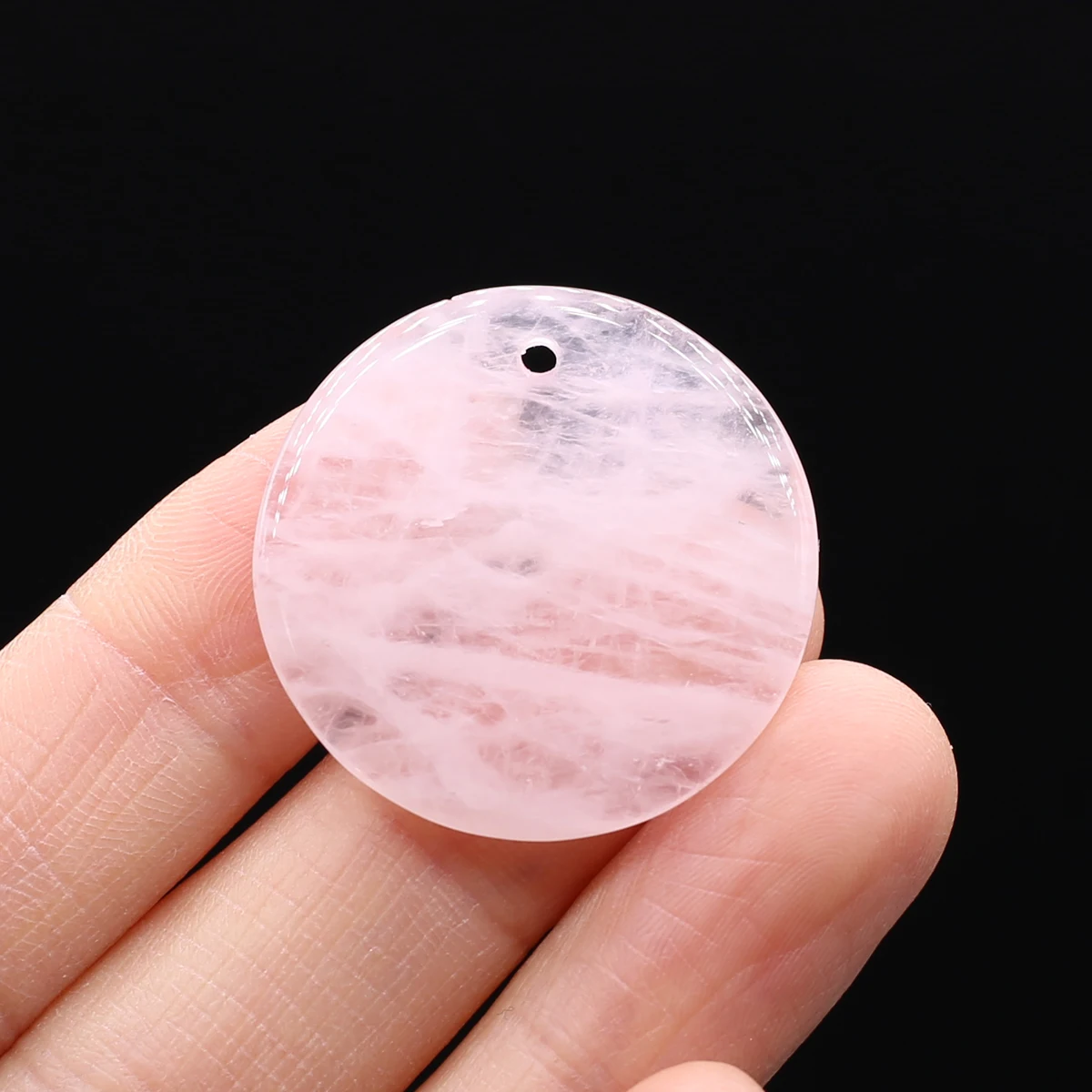 로즈 쿼츠 아마조나이트 옥 타이거 아이 스톤, 내추럴 라운드 디스크 펜던트, 쥬얼리 제작, DIY 목걸이 액세서리, 30mm