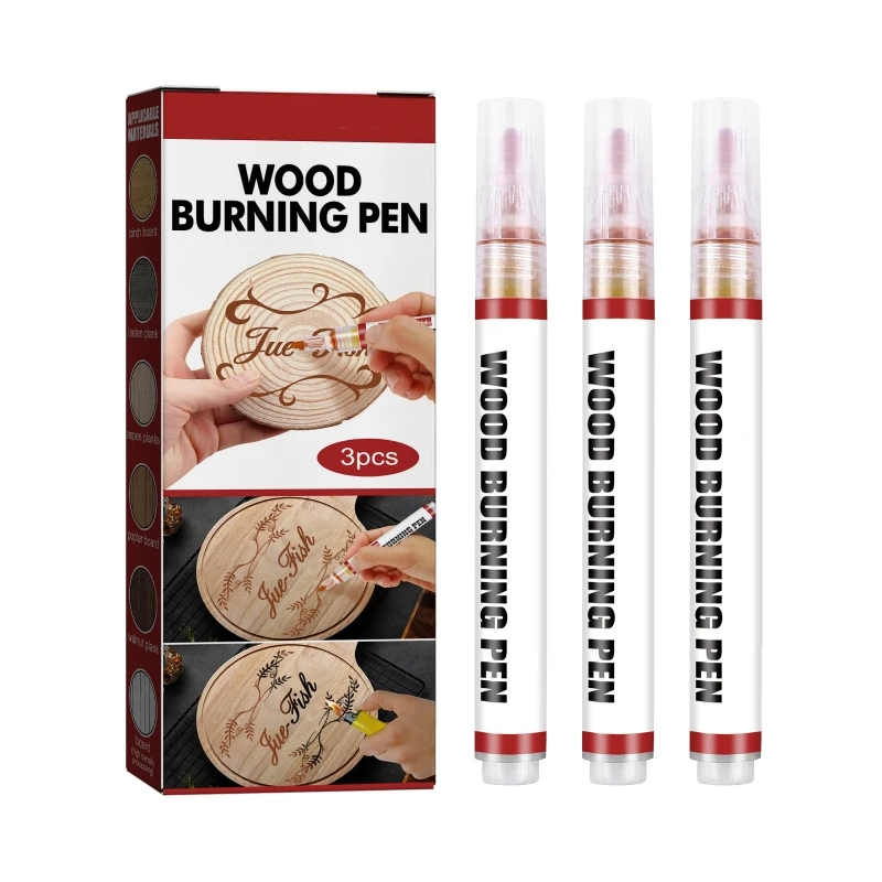 3 Pieces Burning Pen Broad Tip Pyrography Marker Burning Marker for Kid Adult Painting DIY Craft Dropship