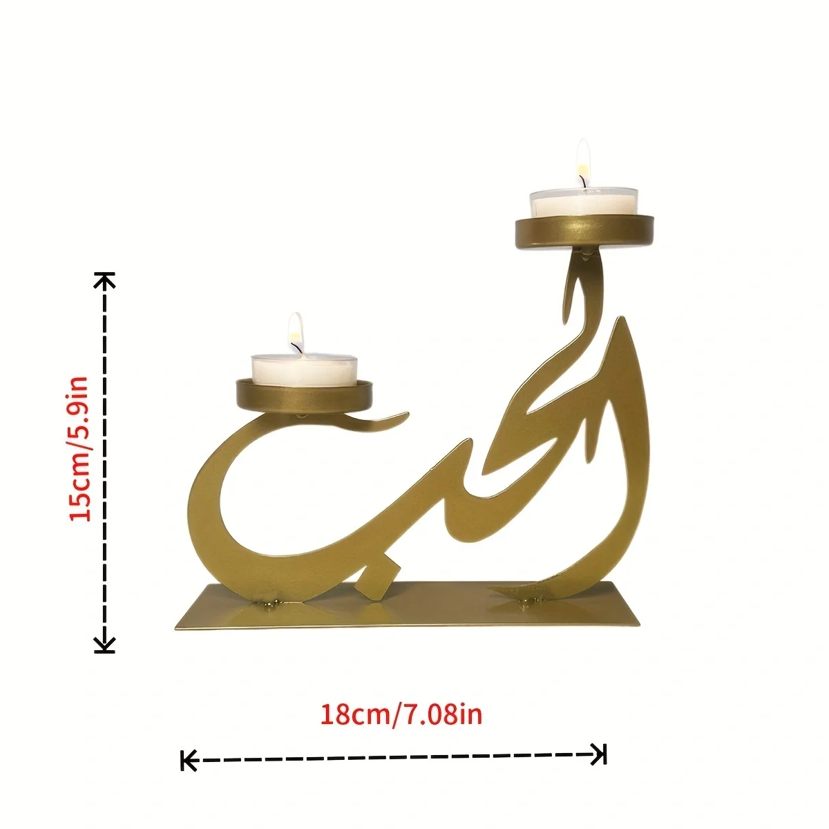 1pc Metal Candle Holder Arabic Alphabet Blessing and Life Combination Muslim Home Decoration Craft Ornaments Without Candle