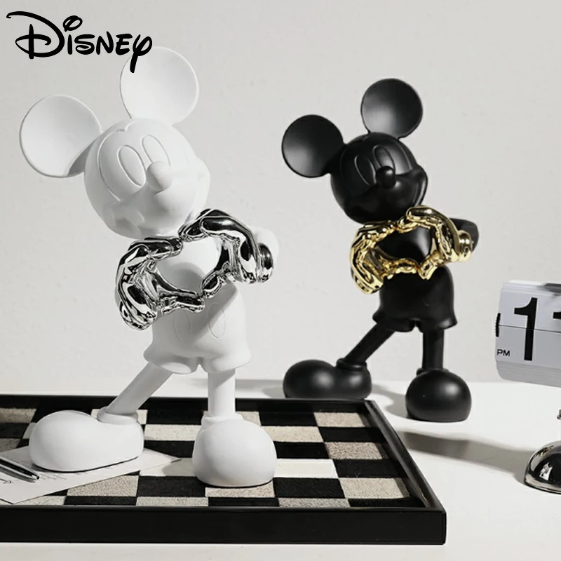 

Disney Mickey Mouse Heart Gesture Action Figure 29cm Resin Collection Model Statue Anime Cartoon Doll Children Toys Decorations