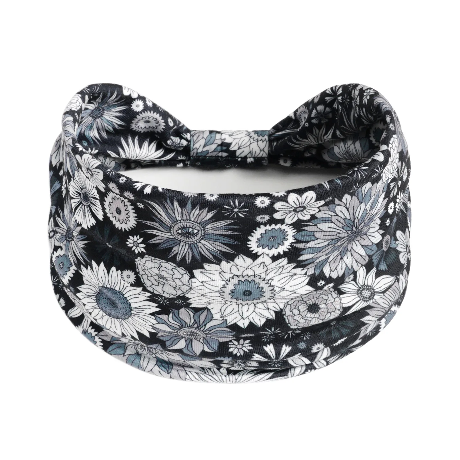 New Printed Flower Plant Pattern Hairband Bohemian African Women Headband Stretch Wide Version Knotted Hair Accessories