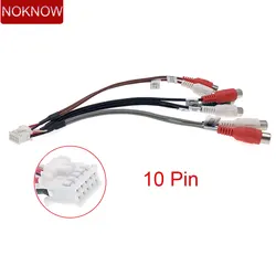 10 Pin Universal Car Stereo Radio AUX AV IN VIDEO SUB RCA Wire Harness Adapter Cable Wiring Connector Android DVD