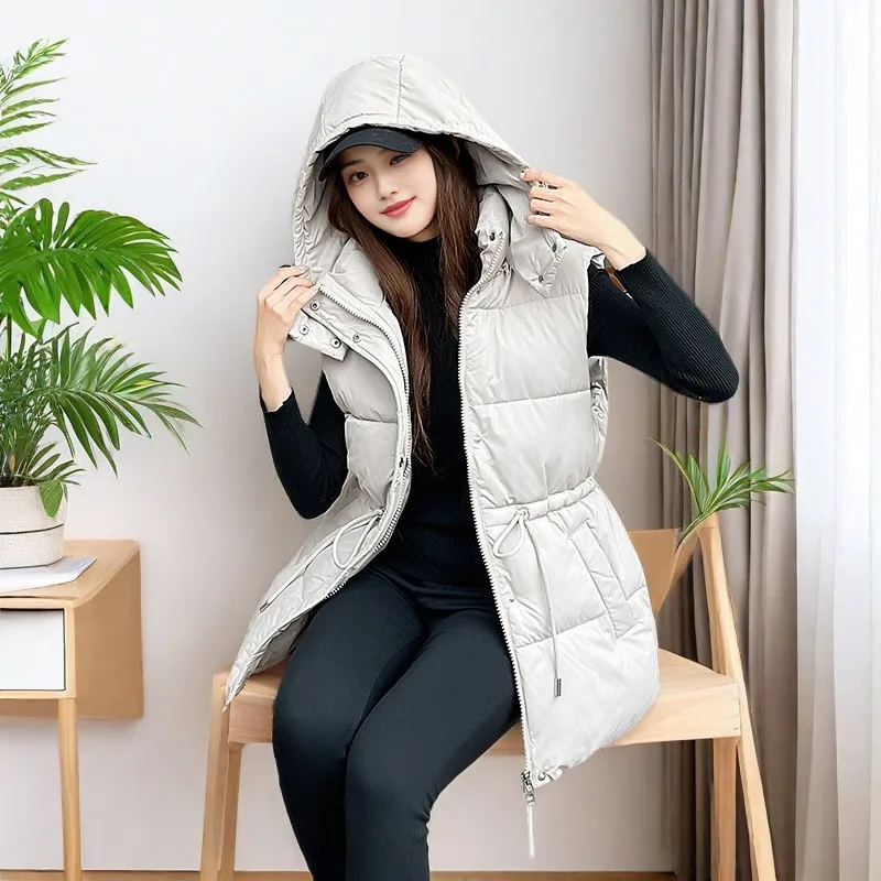 

Autumn Winter 2025 Korean Version Loose Women's Cotton Vest Coat Sleeveless Temperament Ladies Cotton-padded Waistcoat Jacket