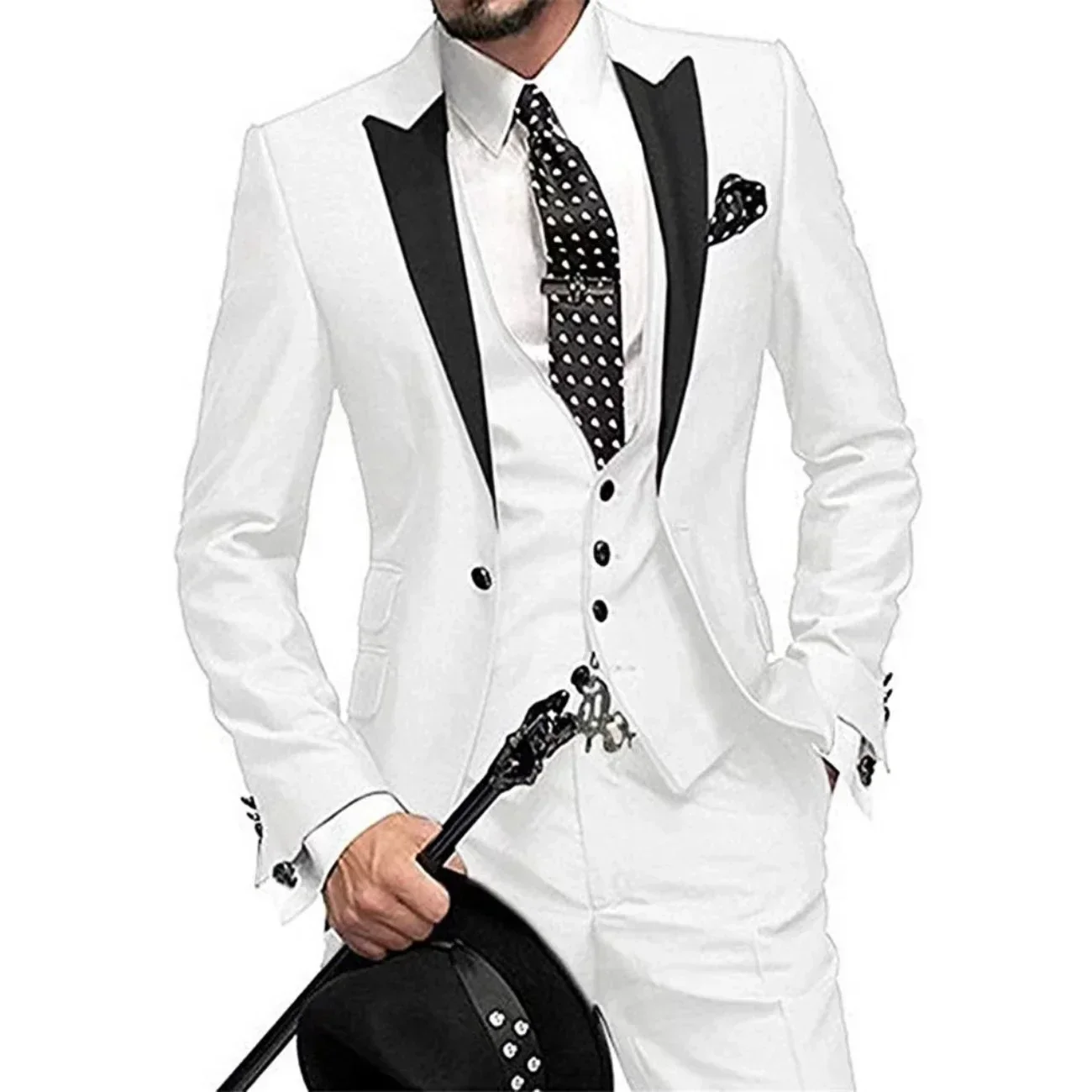 

Elegant Slim Fit Men's Formal Suit Set 3 Pieces - Blazer Vest And Pant Luxury Wedding Business Costumes for Men
