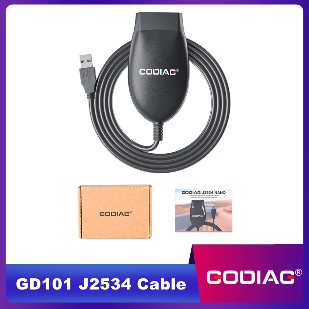 GODIAG GD101 J2534 كابل التشخيص يدعم J2534 & ELM327 تشخيص وضع تبديل المركبات المتوافقة J1979 تلقائيًا