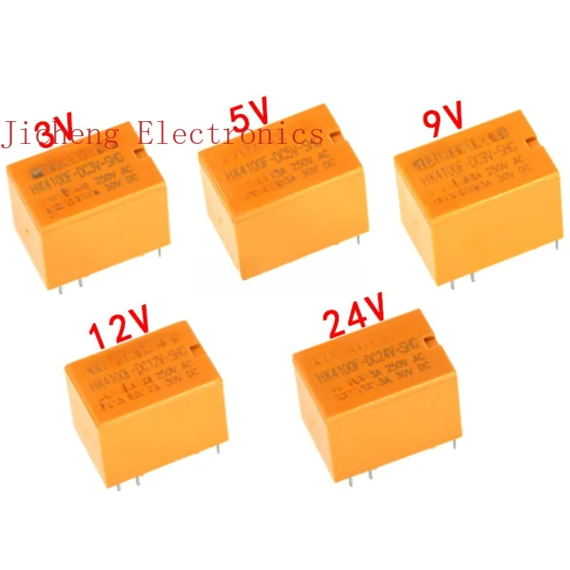 10PCS Relay HK4100F-DC12V-SHG HK4100F-DC5V-SHG 6 feet 3A 3V/9V/24V