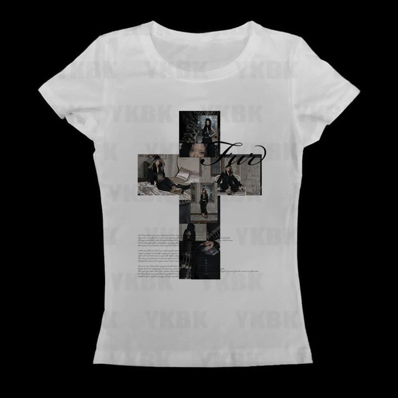 Kawaii Girls Short-sleeve Print Anime Cross Tees Y2k Style Fashion Tops Streetwear Women Harajuku Retro 90s Emo Casual Punk Baby