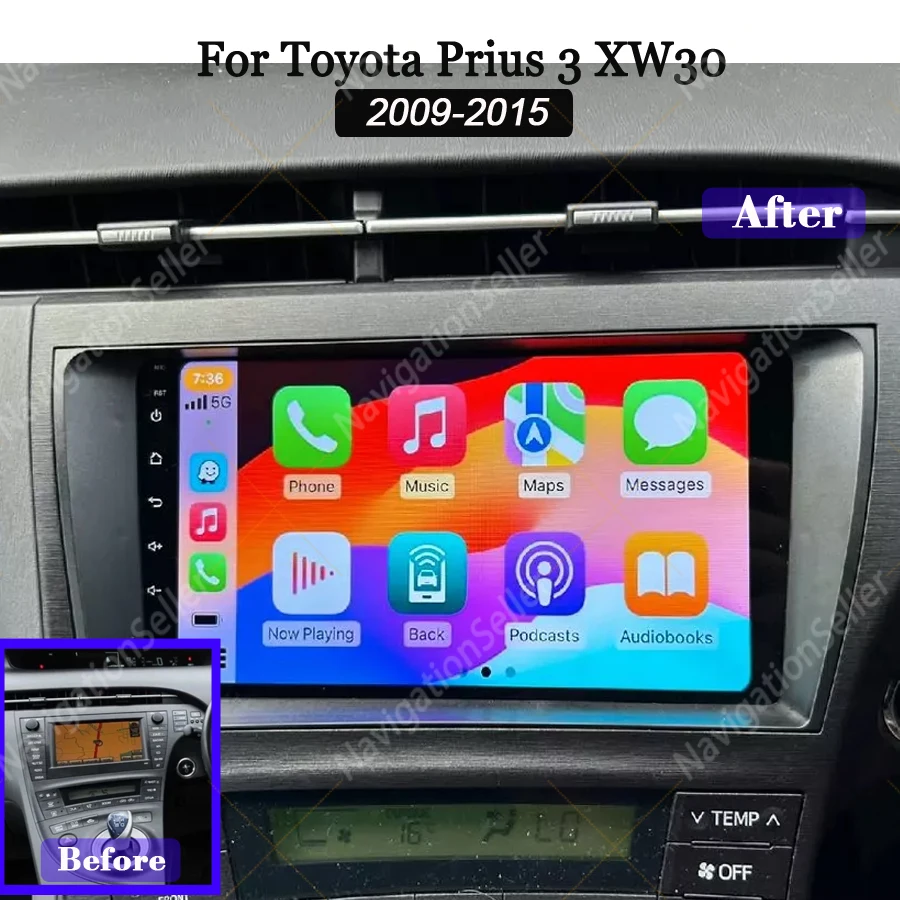 

Android Multimedia For Toyota Prius 3 XW30 2009 - 2015 Right Hand Drive Car Radio Carplay Screen Head Unit Stereo GPS Navigation