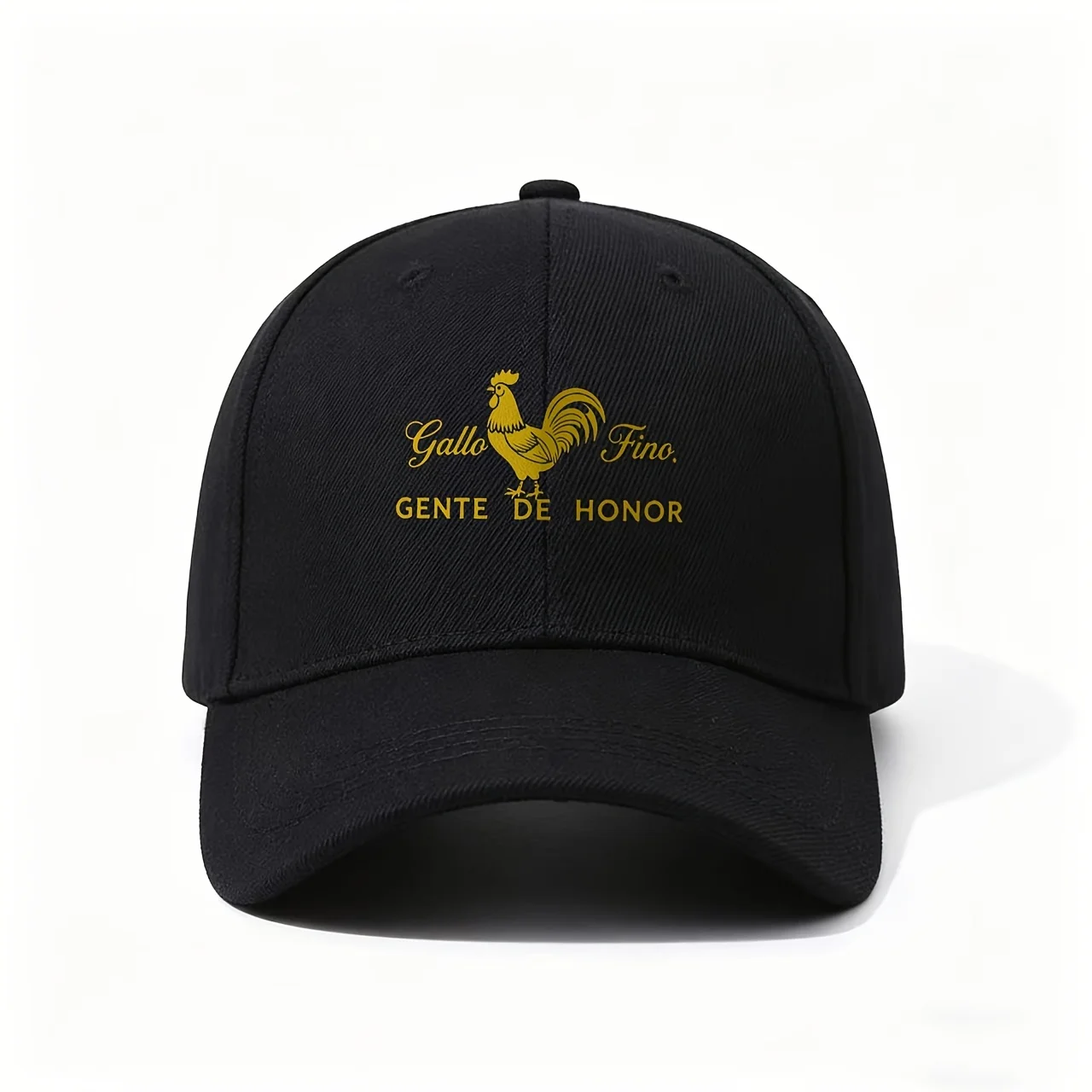 Baseball Cap, with the Golden Gallo Fino Rooster Logo and the Phrase GENTE DE HONOR Beneath It, Classic and Proud Design, Adjust