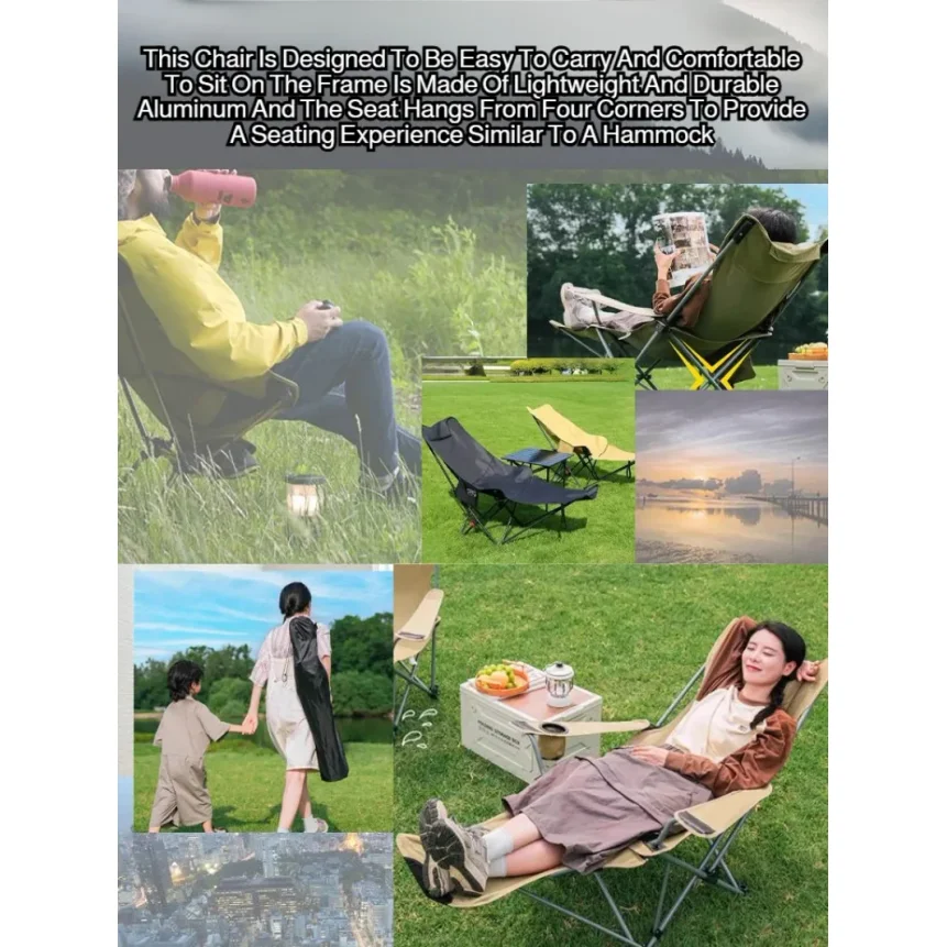 Sit and lie down as you folding chair Folding recliner Curved headrest Comfort Experience camping relaxation chair cushion