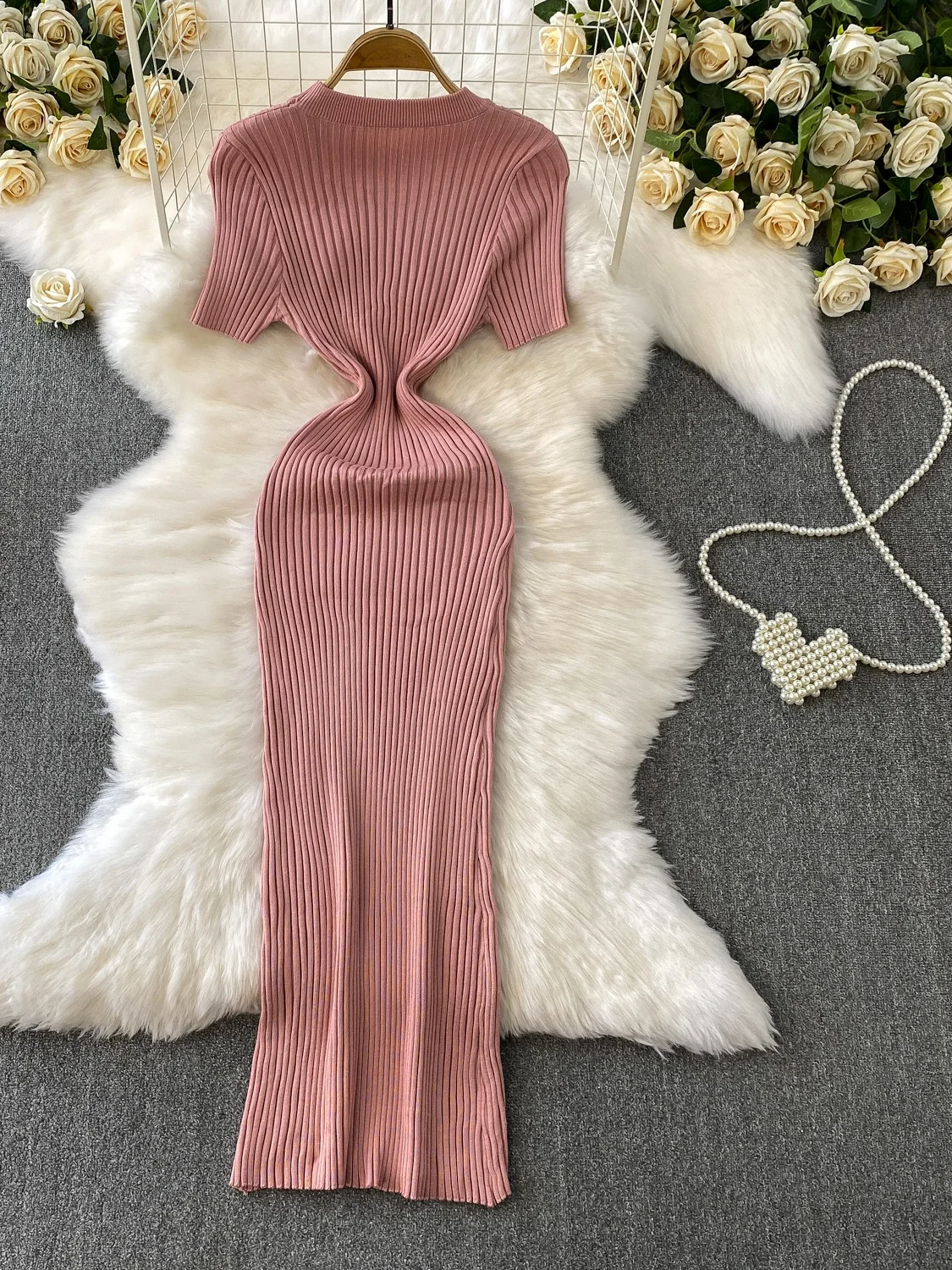 Coreano sle redondo ne malha dr feminino verão fino ajuste elástico emagrecimento base camada saia cintura alta comprimento médio