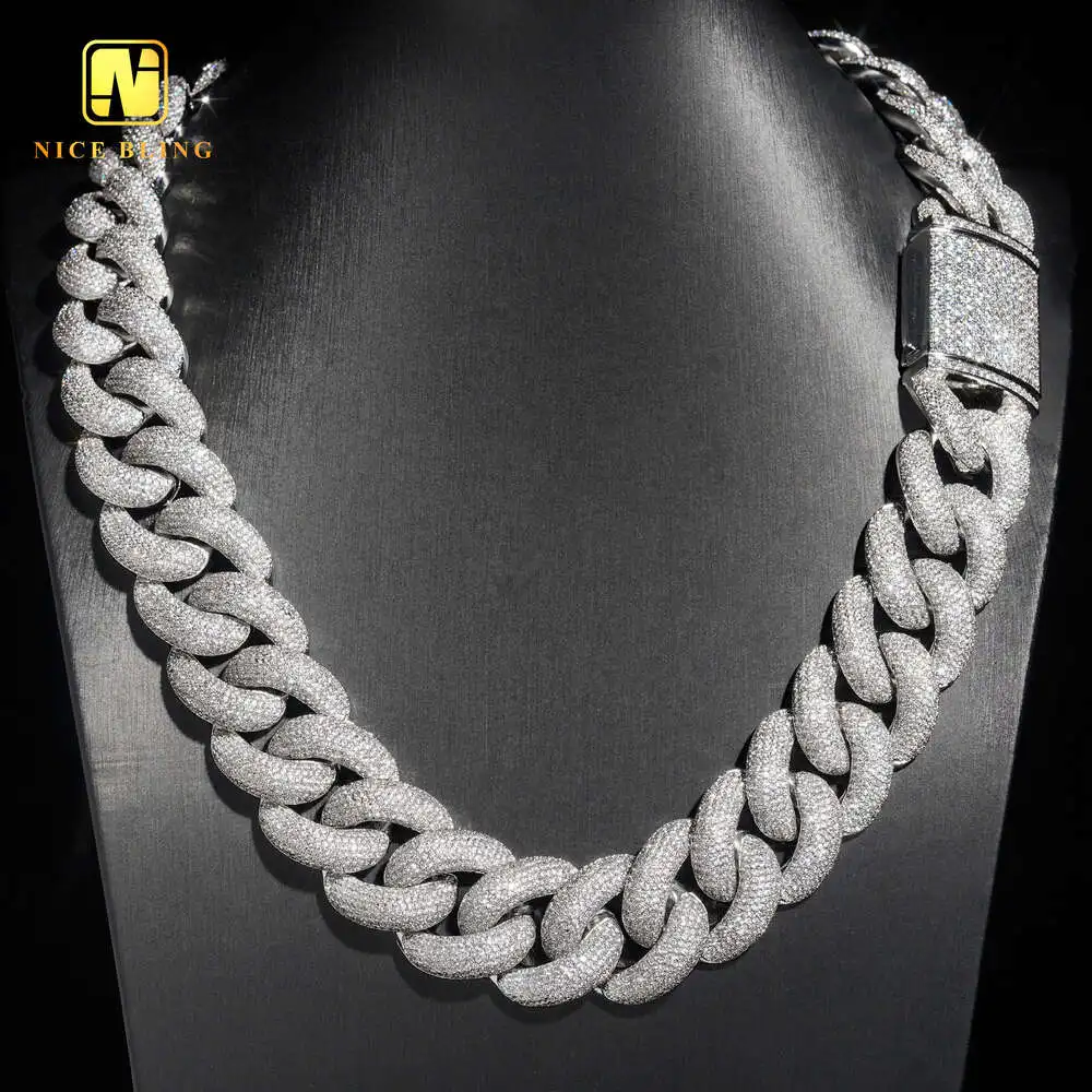 Cheap Price Hip Hop Fashion Jewelry Thick Cuban Link Chains 25mm Brass Cubic Zirconia Necklaces 18k Gold Plated for Rappers