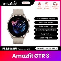 [Recondicionado] Amazfit GTR 3 GTR3 GTR-3 46mm Smartwatch 24 horas de monitoramento de saúde 21 dias de vida útil da bateria relógio inteligente para Android IOS