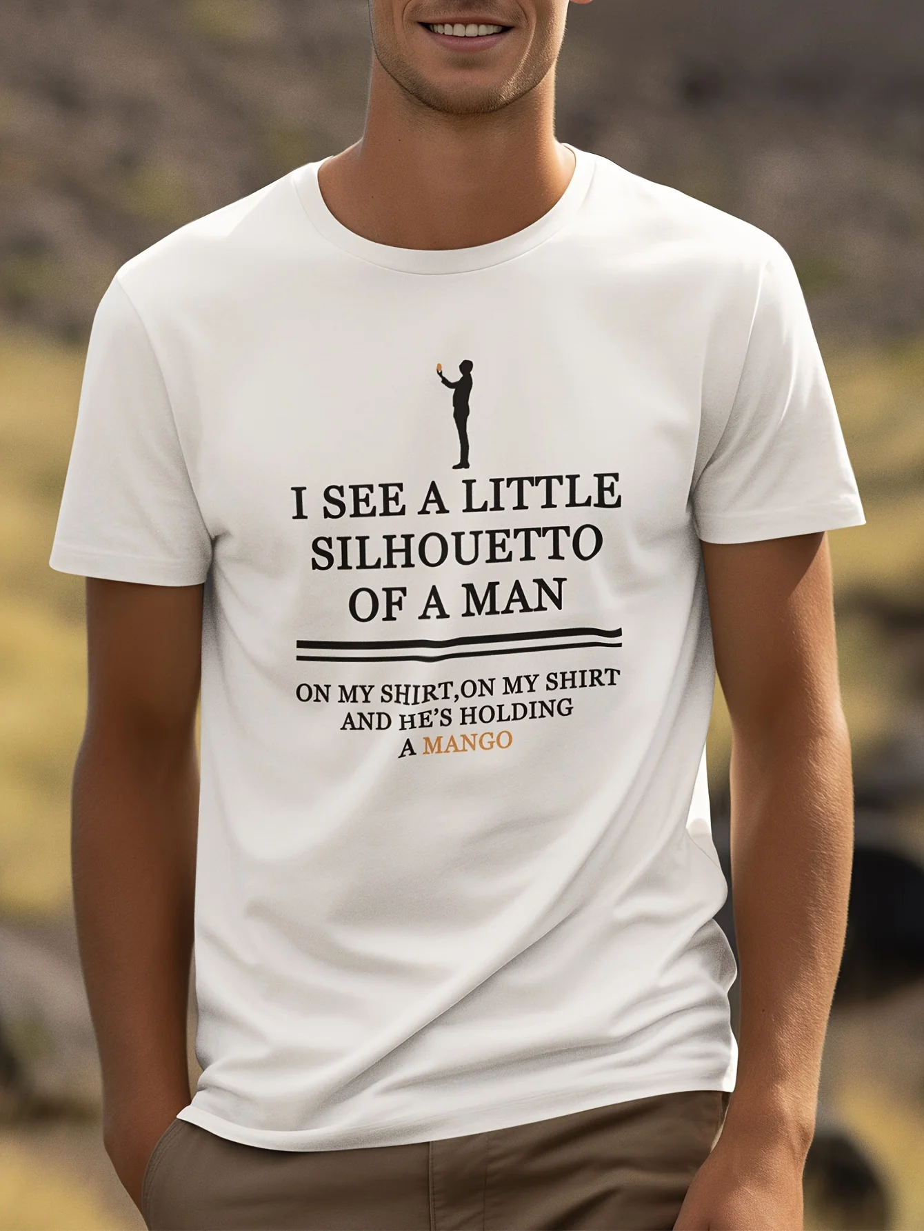

Men's Cotton T-Shirt | Casual Summer Tee with Humorous Mango Print | Breathable & Machine Washable | Round Neck