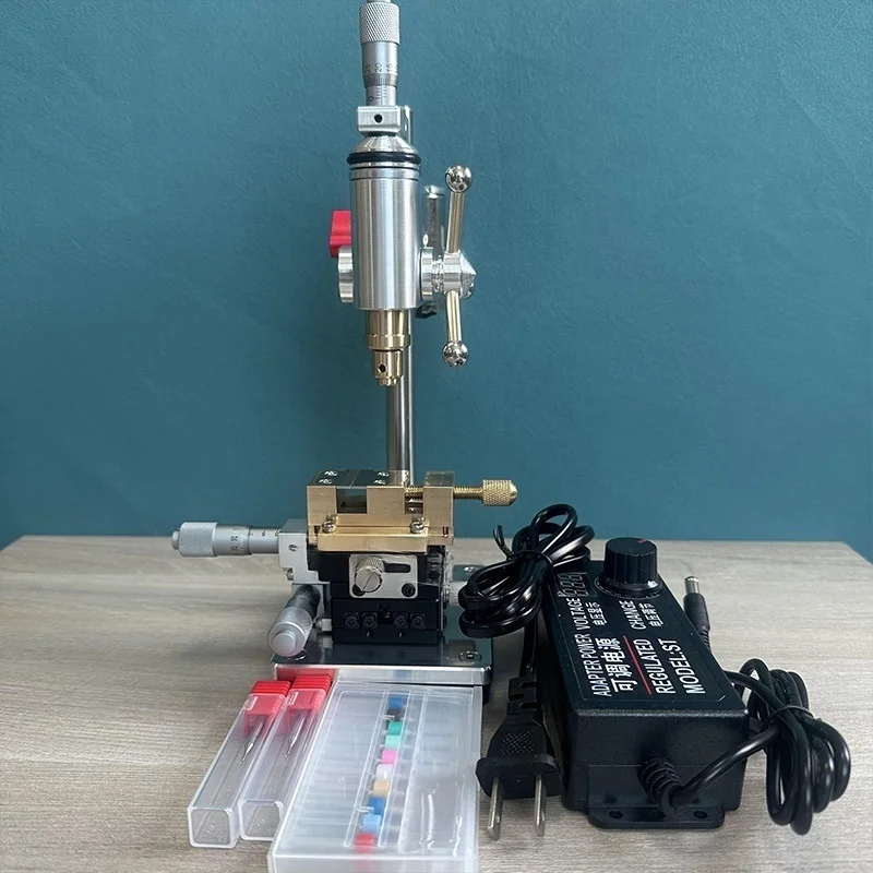 All Aluminum Alloy Mini Bench Drilling Machine Low Noise Vertical Micro Drill Press Precision Hand Feed Drilling Tool
