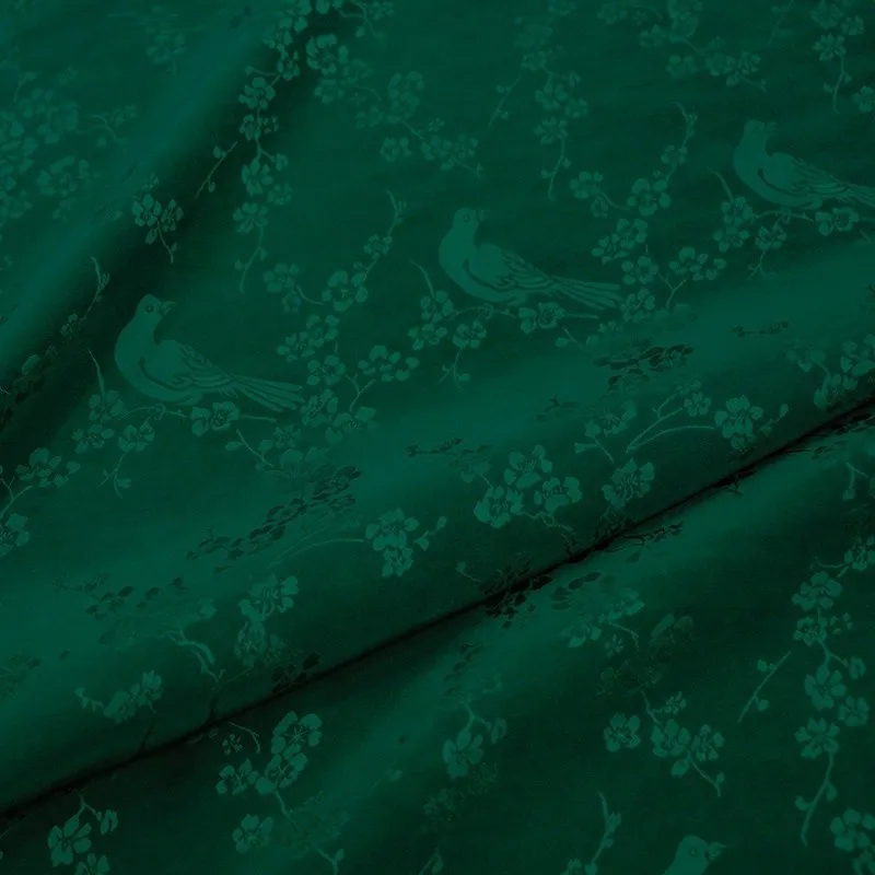 Old material ramie silk real auspicious bird jacquard satin intangible cultural heritage Xiangyunsha fabric Hanfu and cheongsam