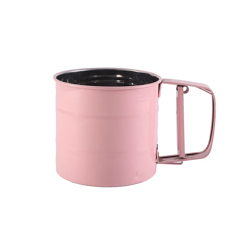 Stainless Steel Flour Sieve Handheld Semiautomatic Flour Sieve Hand Pressed Flour Sieve Sugar Sieve Baking Tool Flour Sieve