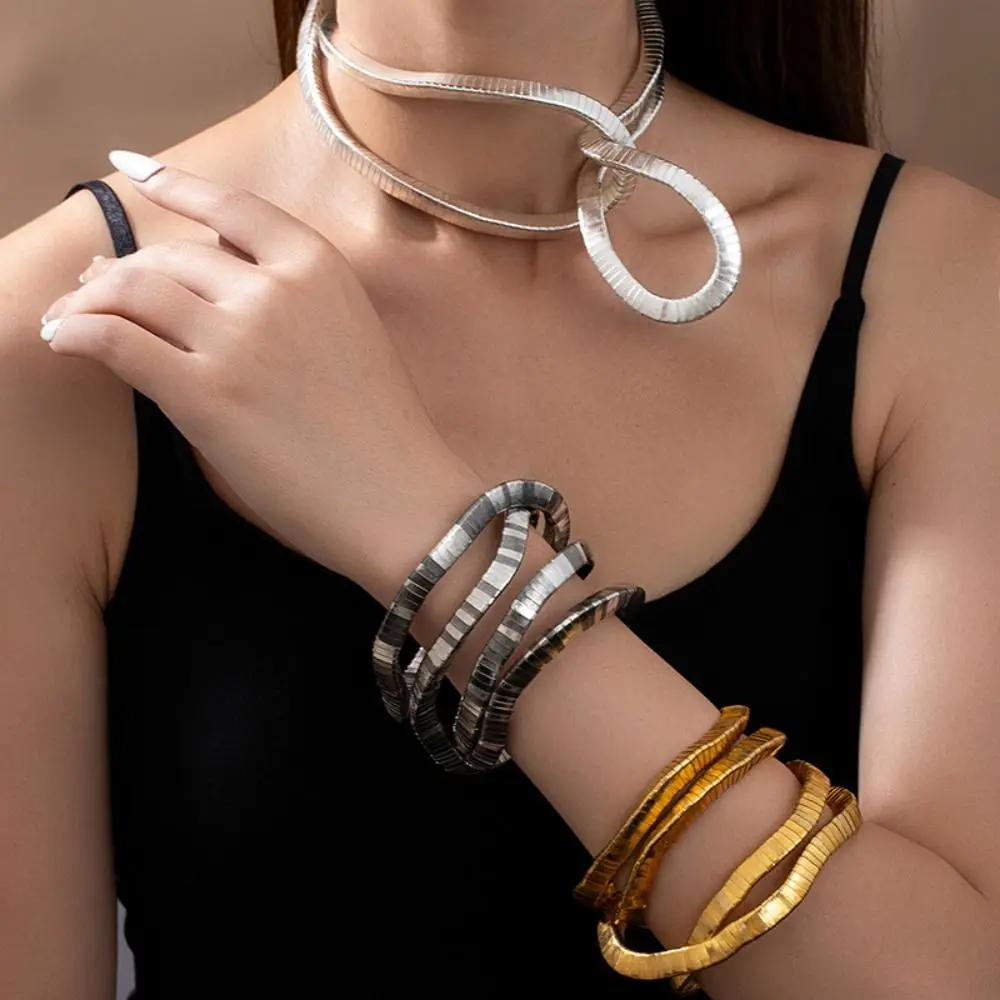Creative Gift Alloy Bendable Snake Silver Color Gold Color Flexible Choker Punk Twistable Bracelet Jewelry Accessories