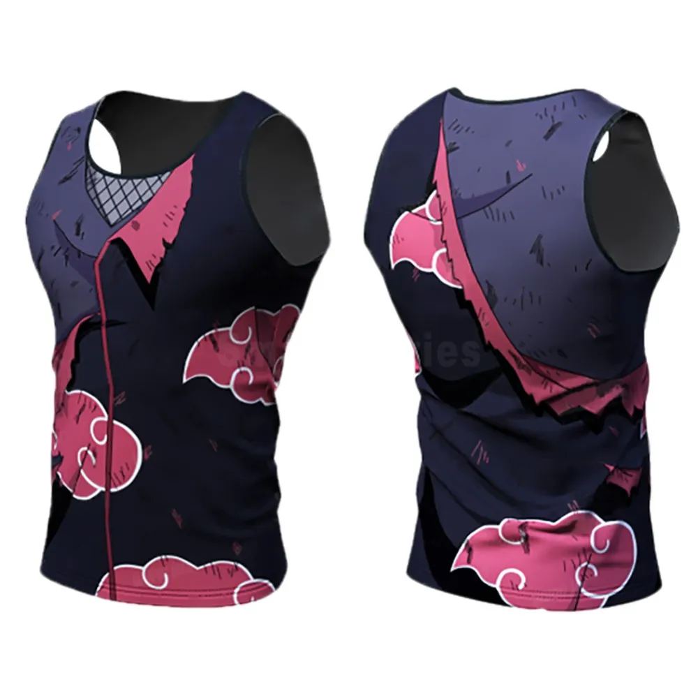 3D Anime Quick Dry Sport Tank Tops Sleeveless Shirts Running Gym Workout Fitness Breathable Slim Compression Tanks Tops