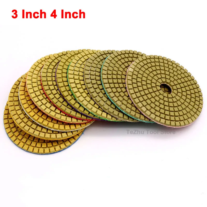 

3" 4" Diamond Polishing Pads Dry/Wet Buff Disc Abrasive for Drill Sanding Granite Marble Quartz Tile Glass Grinding Tool