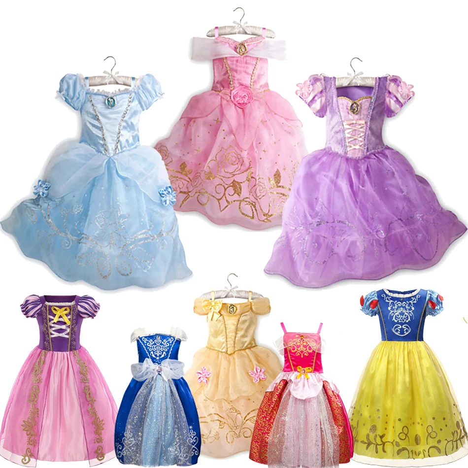 Girls Rapunzel Princess Costume Party Fancy Flower Vestido Sleeping Beauty Birthday Carnival Dress Up Belle Disguise Costume