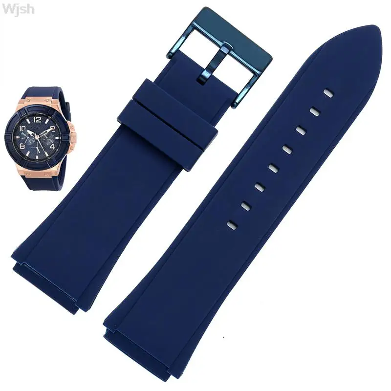 Водонепроницаемый силиконовый ремешок 22 мм, черный ремешок для спортивных часов
