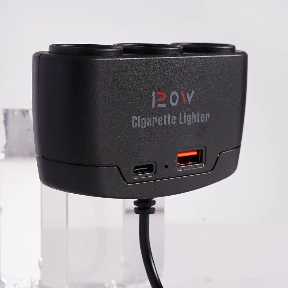محول ولاعة السجائر لشاحن السيارة 120 وات مع مفتاح، منافذ متعددة PD30W QC3.0 ومقسم المقبس، يحل السيارة