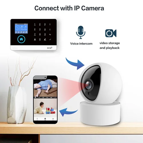 Imagen 2 del producto Sistema de alarma de casa inalámbrico 4G GSM Wifi Tuya Smart Home cámara de protección de seguridad infantil antirrobo aplicación Smart Life funciona con ALexa
