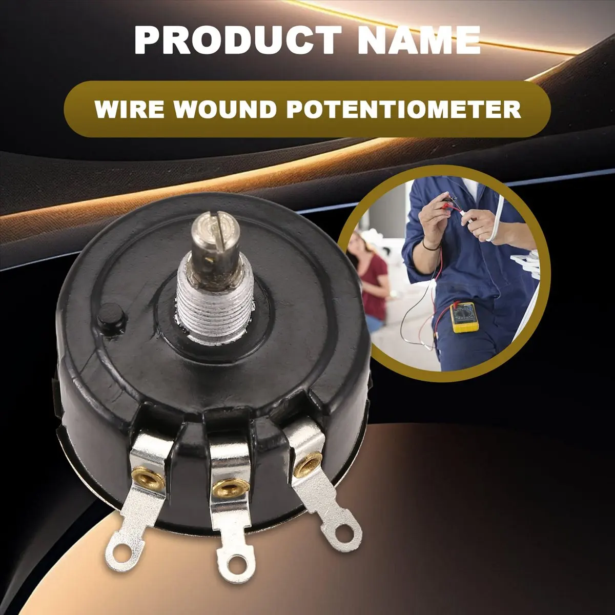 TCE WX050 10K ohm 5W 6mm Round Shaft Rotary Wire Wound Potentiometer Black+Silver