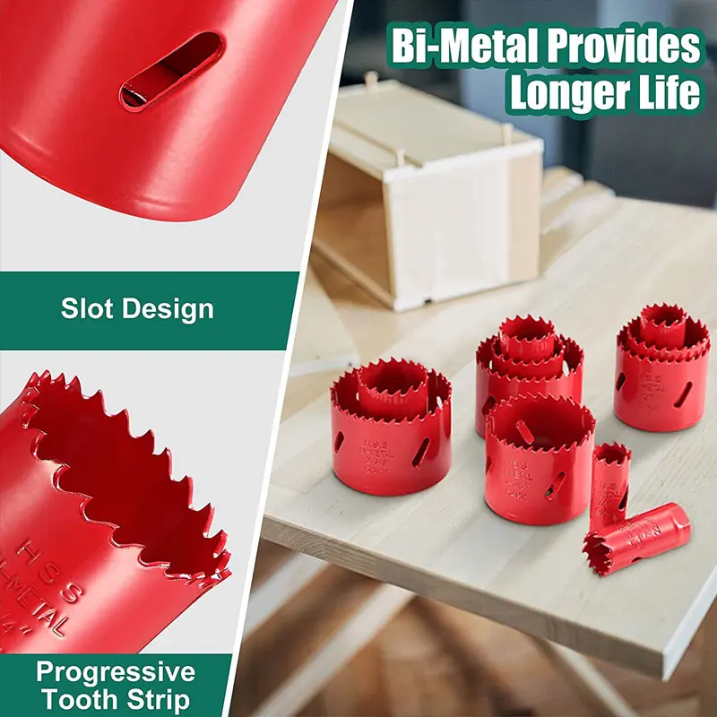 Imagem -05 - Kit Bi-metal Hole Saw com Brocas e Mandril Ferramenta Faça Você Mesmo para Perfuração de Metal Pvc Board e Placa Plástica