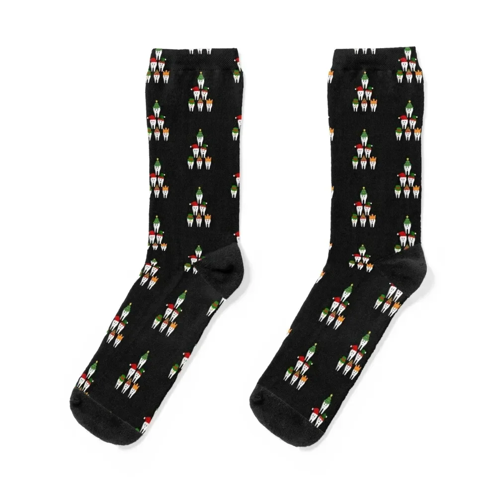 

Funny Dentist Christmas Santa Dental Tooth Xmas Gift Socks summer soccer anti-slip bright garter Boy Child Socks Women's
