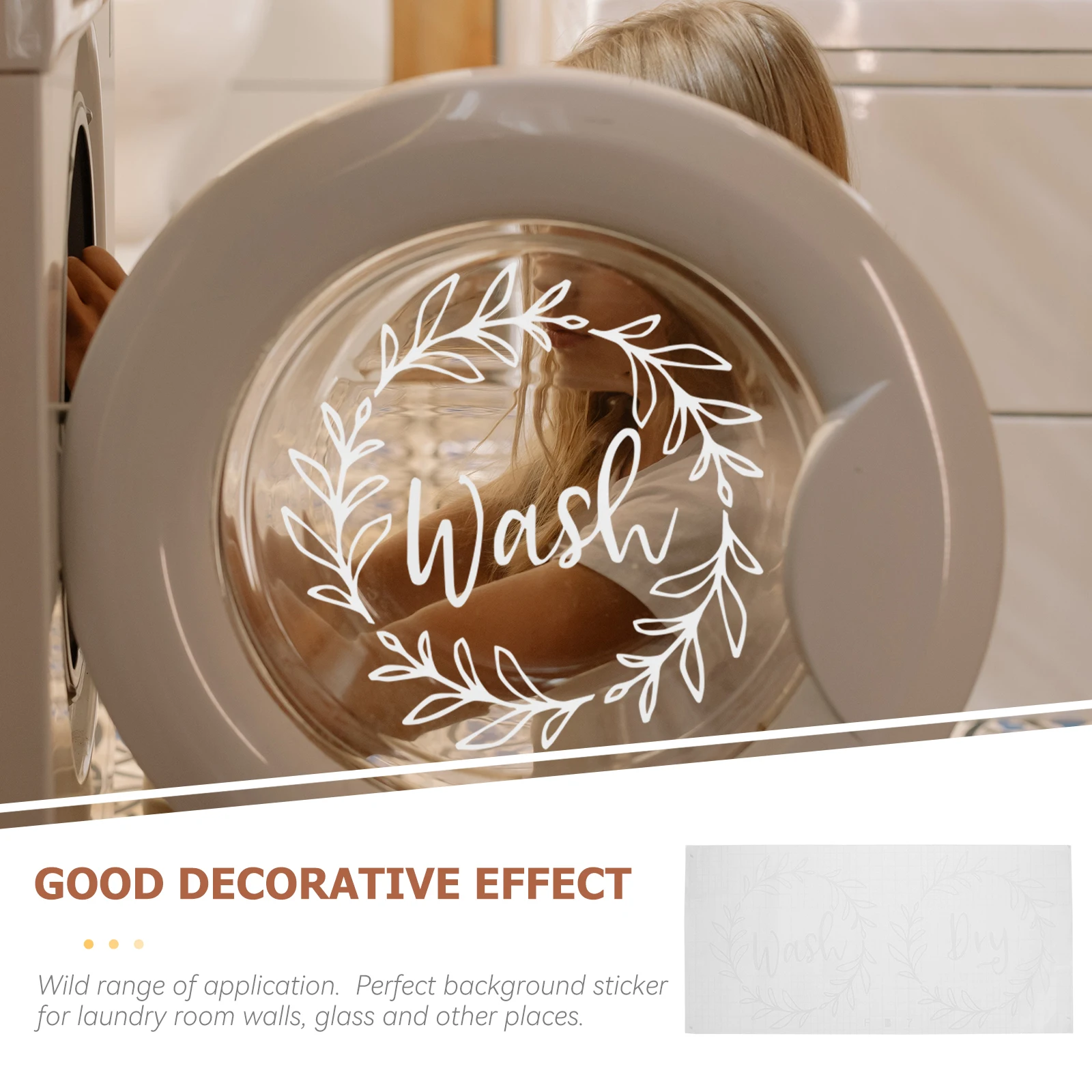 

2 Sheets Pvc Wall Stickers Laundry Room Decor Removable Home Decorations Washing Machine Adhesive Artistic Background Decals For