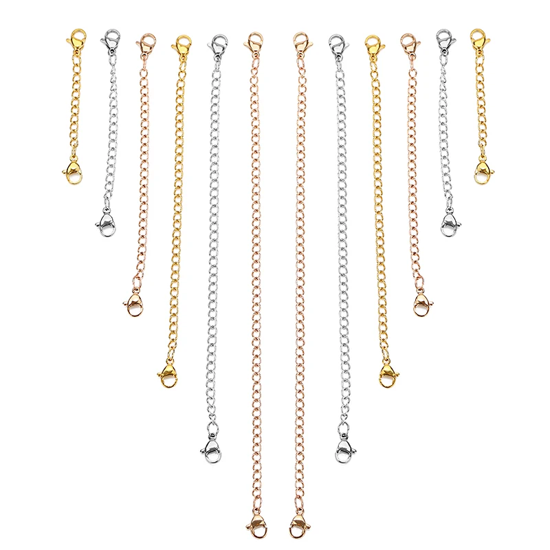 

5pcs Stainless Steel Necklace Extension Chain Bracelet Extended Chains With Lobster Clasp Tail Extender for DIY Jewelry Making