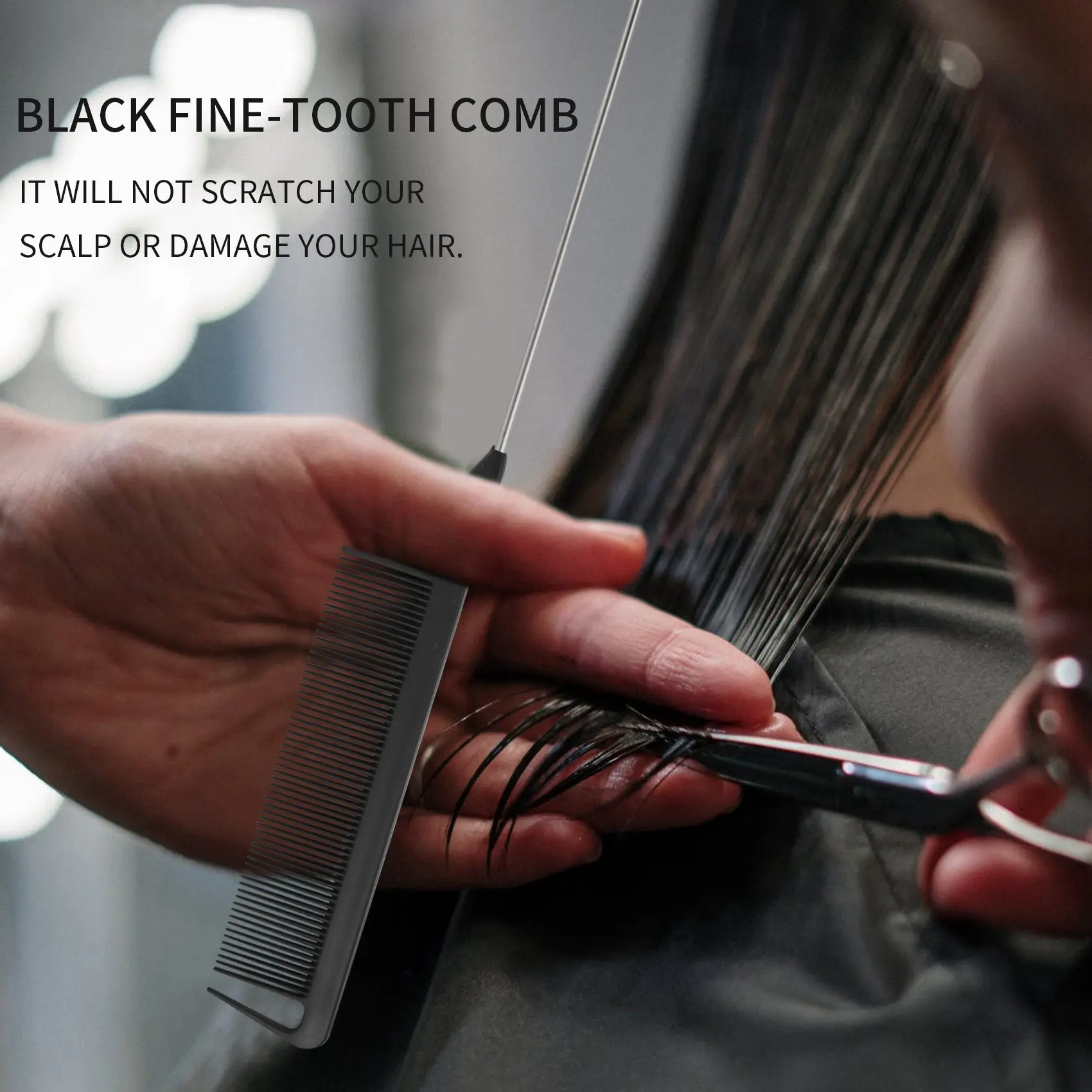 【~ NEW A89Z】1pcs Hot Fashion Black Fine-tooth Comb Plastic and metal Pin Anti-static Hair Style Rat Tail Comb 220x28x4mm Hair St