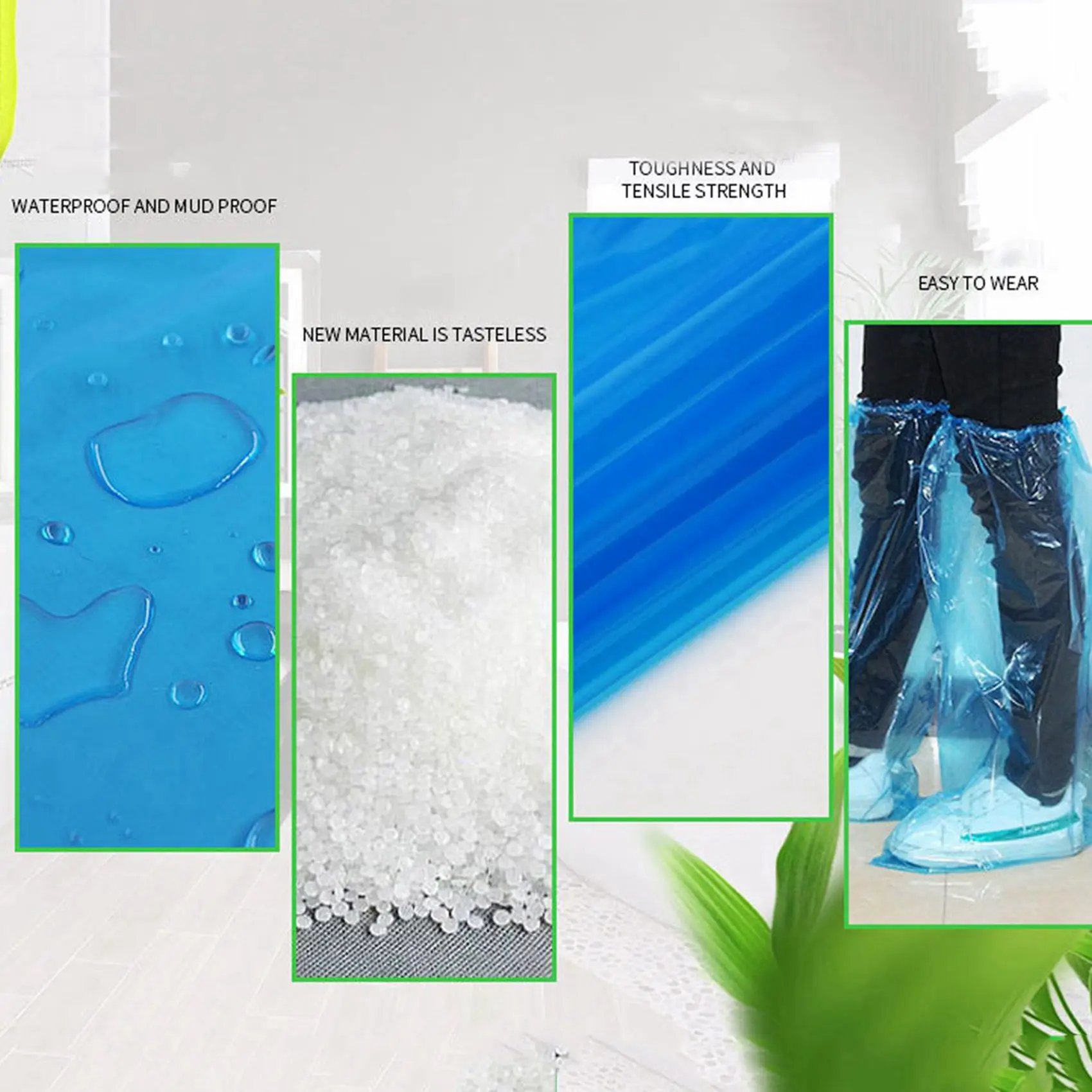 Hot kf-20 Pairs Waterproof Thick Plastic Disposable Rain Shoe Covers High-Top Anti-Slip For Women Men
