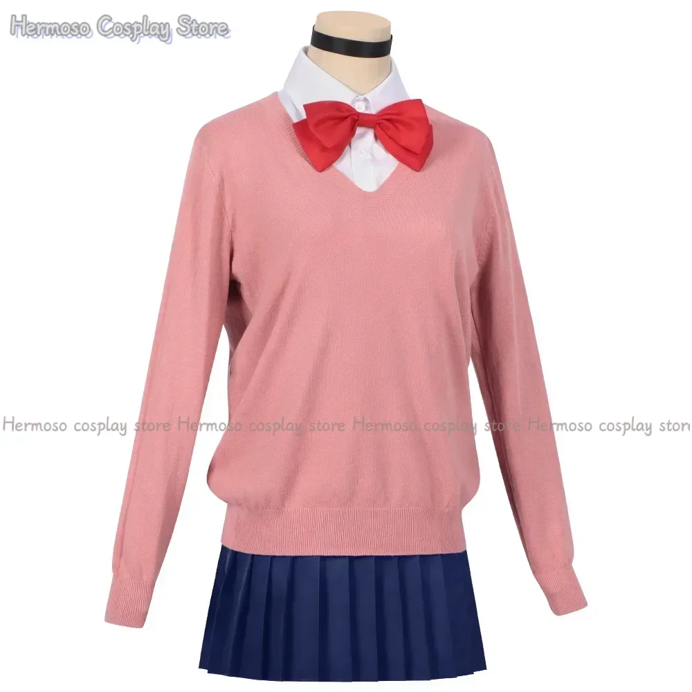 Anime Momo Ayase Cosplay Costumes Wig Dan Da Dan Sweater Skirt Earrings Neck Ornament Set Halloween Party Role Play Uniforms