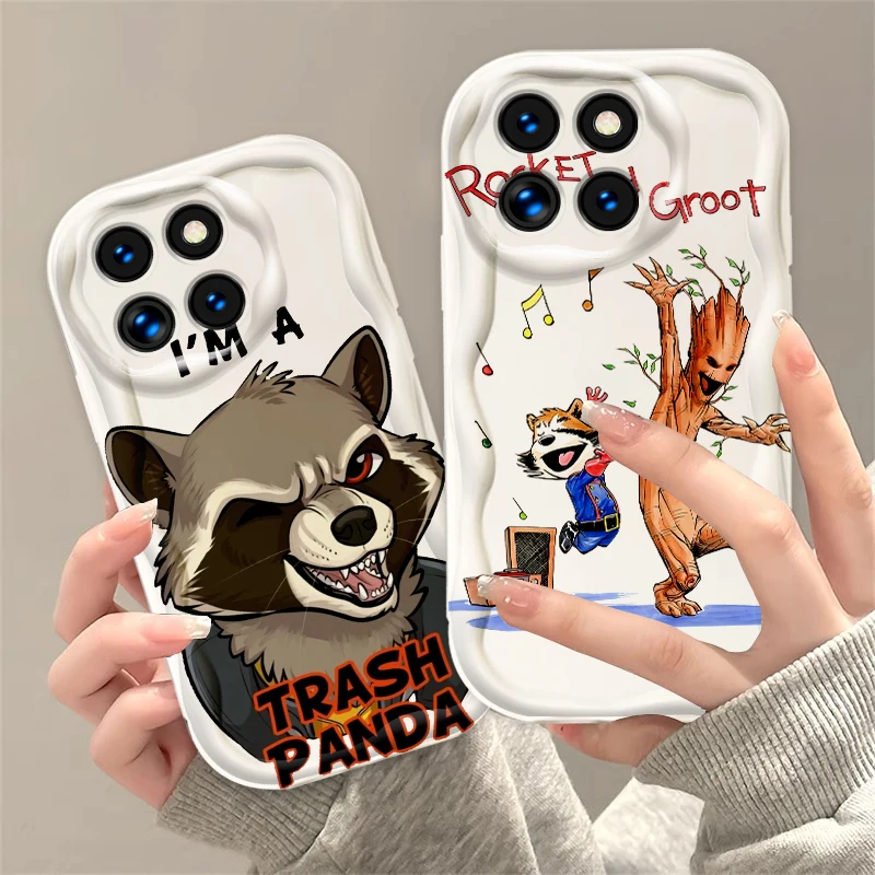 Marvel Rocket Bear Cartoon Cool For Xiaomi Mi 14 12 12T 11 Lite Poco M6 X6 X5 X4 X3 M3 F4 Pro GT NFC 5G Wave Oil Funda