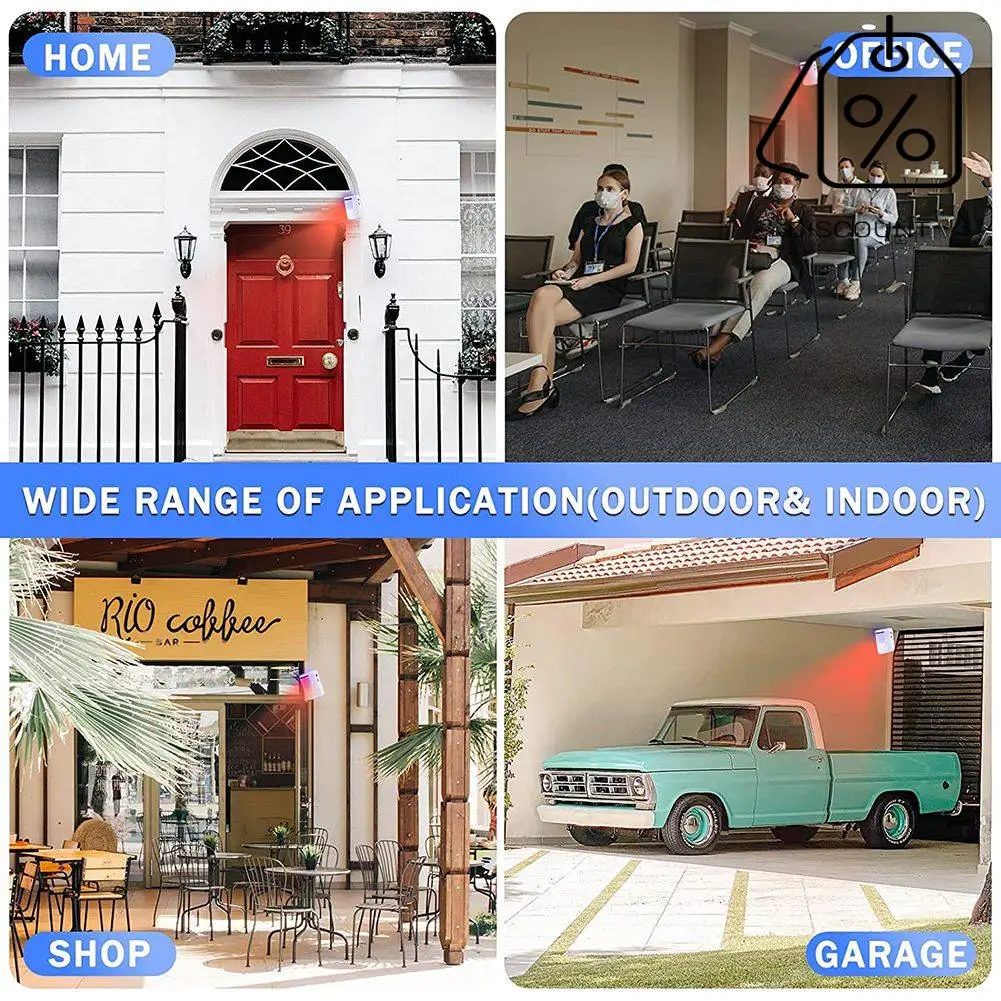 AB35-Motion Sensor Alarm System, Wireless Home Security Driveway Alarm Indoor,PIR Motion Detector Alert With 2 Sensor US Plug