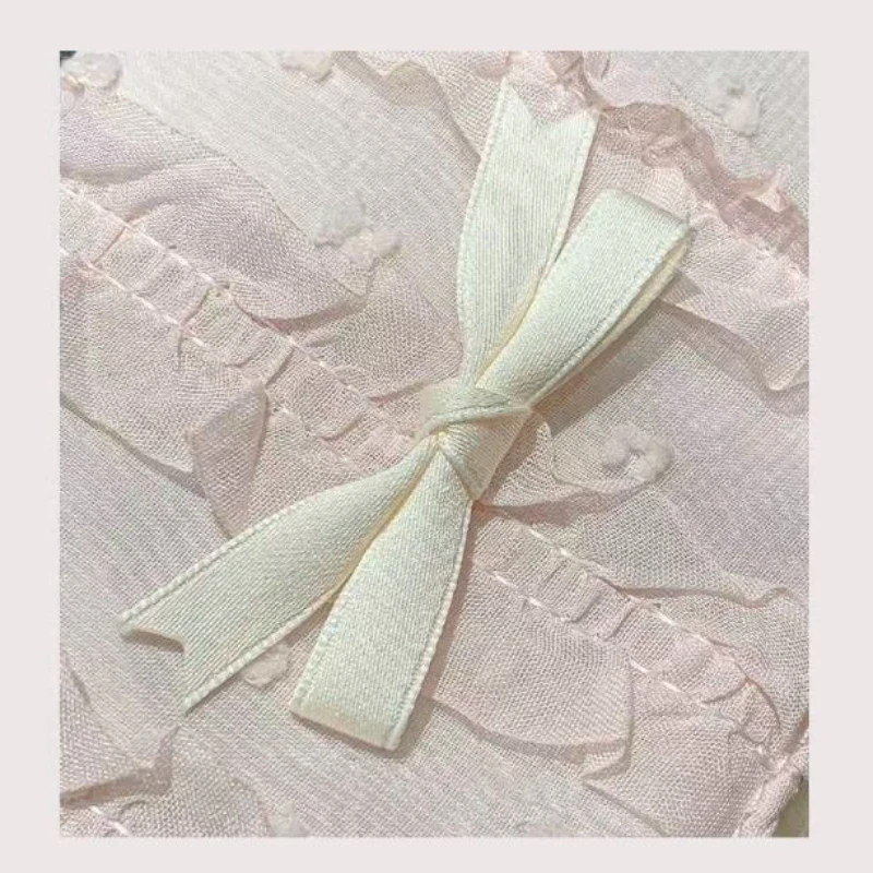 Portafoglio corto da donna con fiocco in pizzo carino Portafoglio compatto dal design femminile Portamonete dolce da donna elegante portacarte Borsa piccola