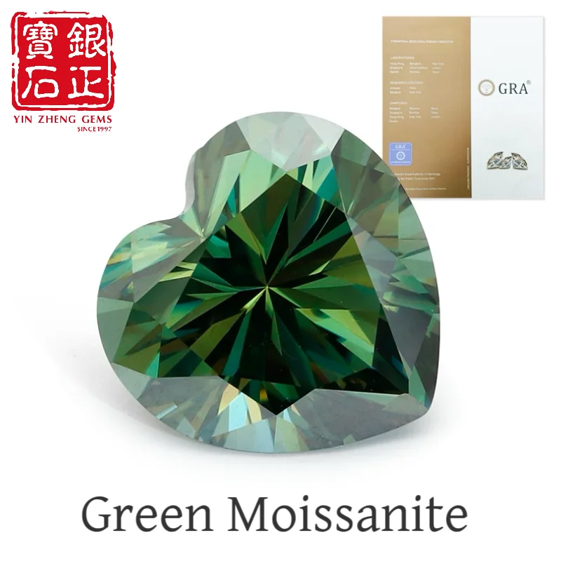

YinZheng Heart Shape 6A Grade Green Moissanite Diamonds Provide GRA CertifIcate Loose Moissanite Stone For Making Jewelry