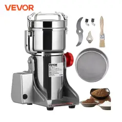 VEVOR Molinillo de Especias Comercial Capacidad de 700g Molinillo de Cereales Eléctrico 2500W Molinillo de Alta Velocidad 25000 r/min con Cuchillas de Acero Inoxidable de 3 Capas para Materiales Secos