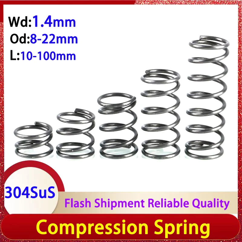 Wire Diameter 1.4mm  304 Stainless Steel Micro Small  Compression Spring Pressure Return Spring Shock Absorber Spring
