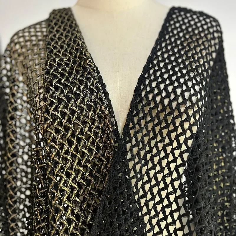 金属織り交ぜメッシュニット生地-3d-テクスチャード金メッキ素材-diy-ブラウスセーターショール衣料品-50x150cm