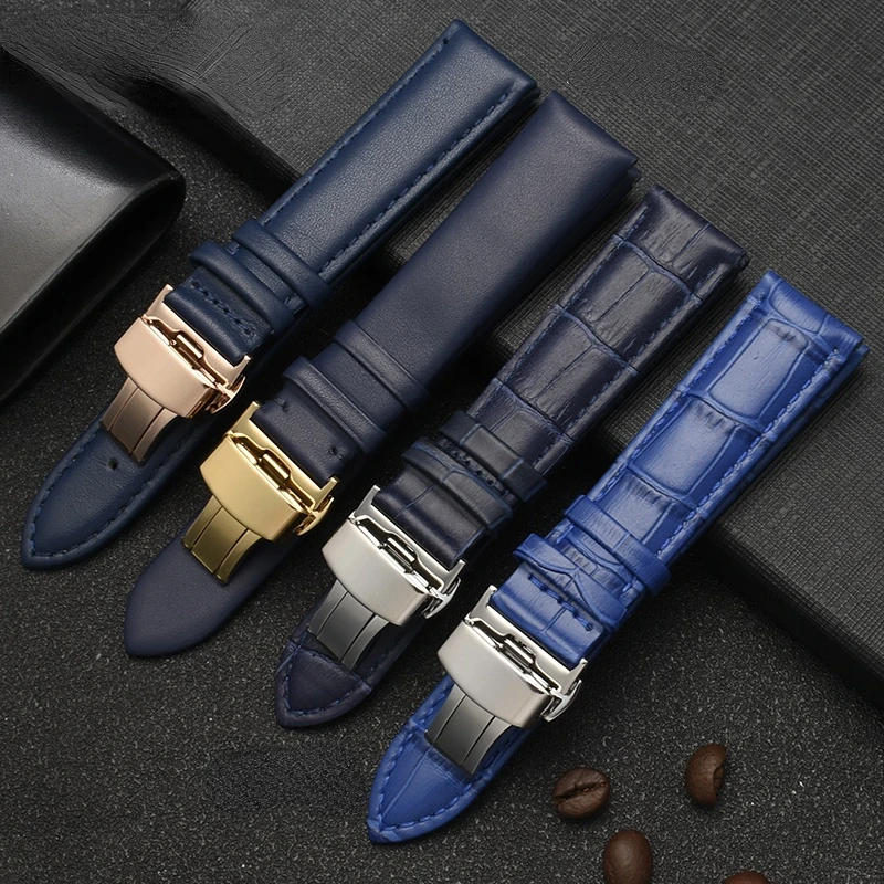 Genuine leather bracelet dark blue color watch strap watchband 16m18mm 20mm 21 22 23mm Calfskin Leather Watch Strap accessories