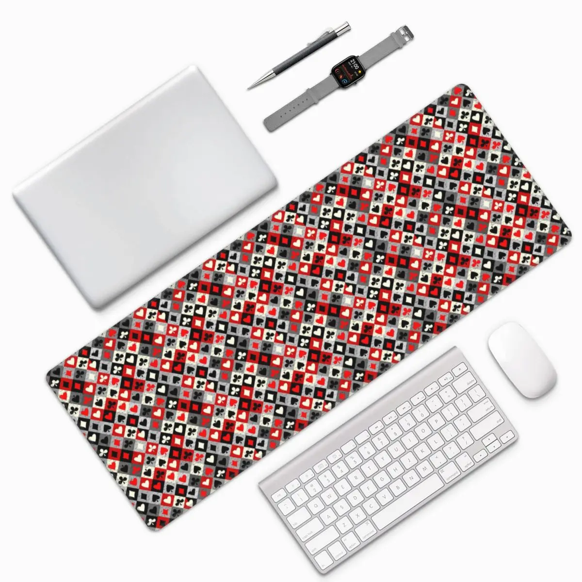 Playing Cards Poker Print Large Mouse Pad Computer Keyboard Mouse Mat Gaming PC Laptop Desk Mat Office Accessories Table Mats